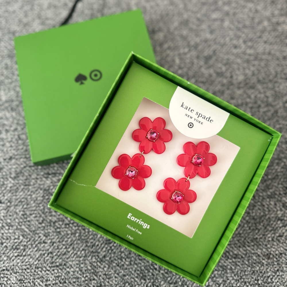 NEW! Kate Spade x Target Red Floral Linear Earrings BUNDLE FOR MORE SAVINGS